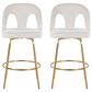 LumiSource Ava Swivel Counter Stool with Snow White Fabric Upholstery in Gold (Set of 2), , large