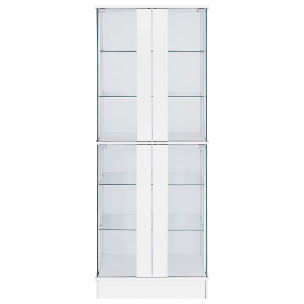 Pacific Landing Cabra Display Case Curio Cabinet in White High Gloss and Clear, , large