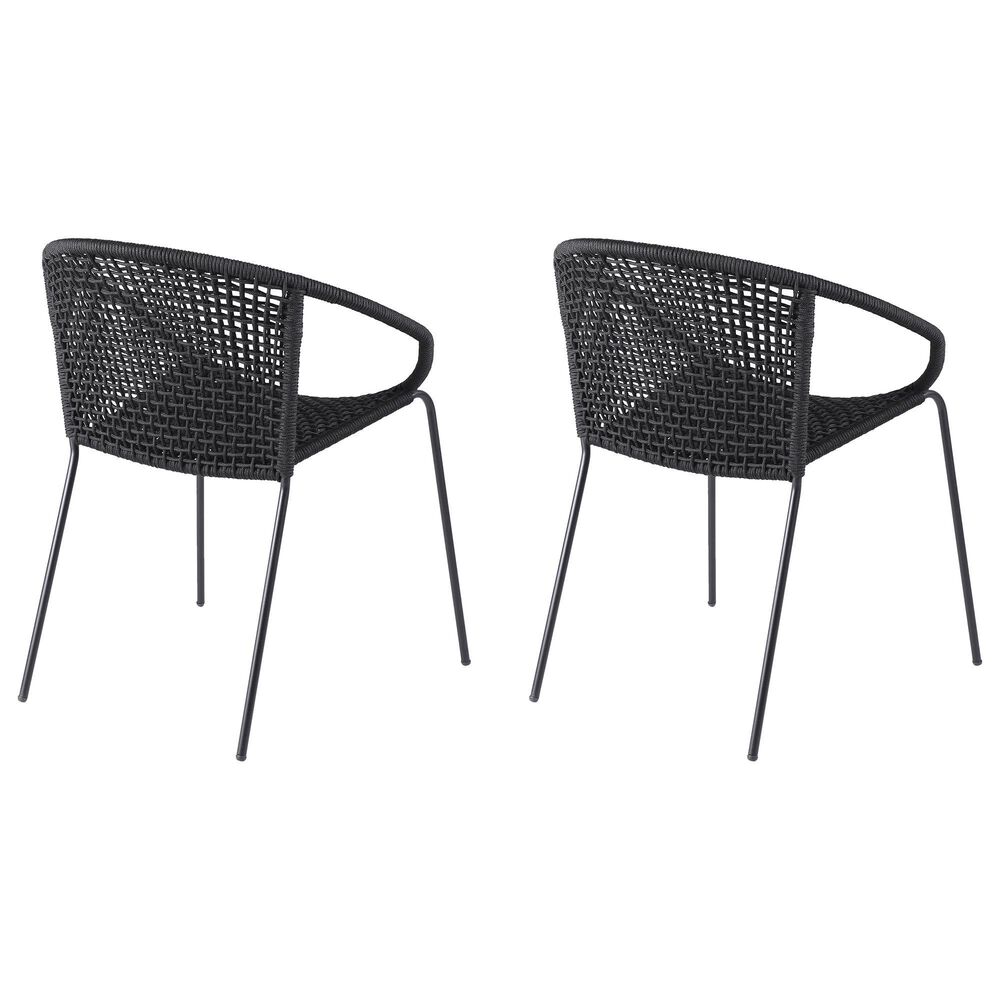 Blue River Snack Outdoor Dining Chair with Rope Seat in Black (Set of 2), , large