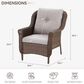 Sunwell Garden 36" Patio Stationary Chair with Wicker Armrest in Beige (Set of 2), , large