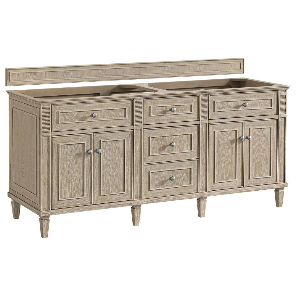 James Martin Vanities Lorelai 72" Double Bathroom Vanity in Whitewashed Oak with 3 cm Eternal Jasmine Pearl Silestone Top, Rectangular Sinks and FreePower Wireless Charger, , large