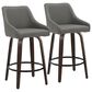 LumiSource Hannah Swivel Counter Stool with Dark Grey Faux Leather Upholstery in Walnut and Black (Set of 2), , large