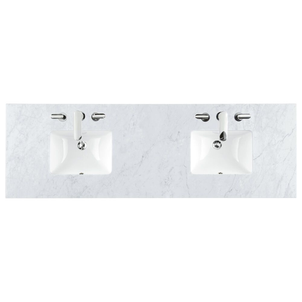 James Martin Vanities Myrrin 72&quot; Double Vanity in Carbon Oak with 3 cm Carrara White Marble Top, , large