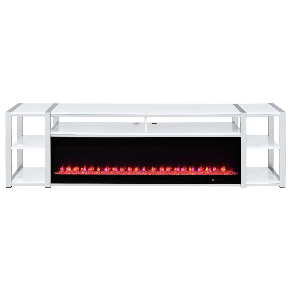 Mayberry Hill Midway 80" TV Console with Firelight in White, , large