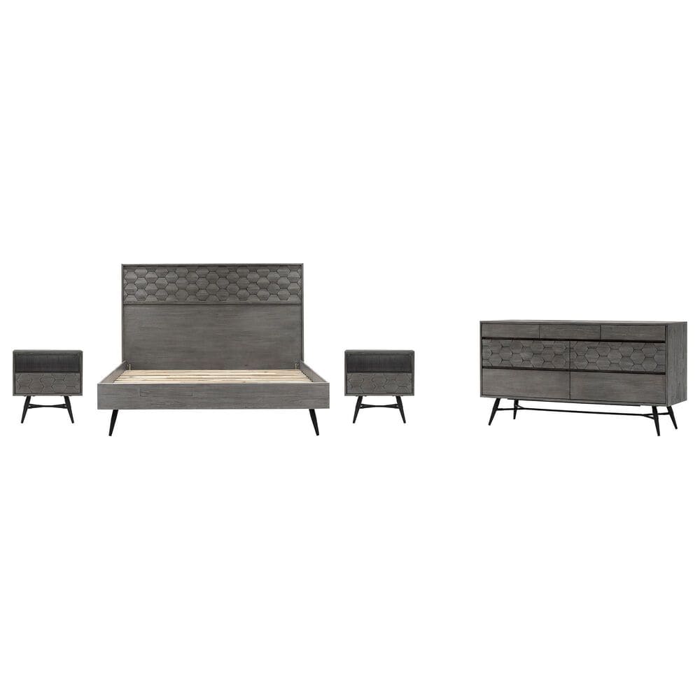 Blue River Makena 4-Piece Queen Bed Set in Grey Acacia, , large