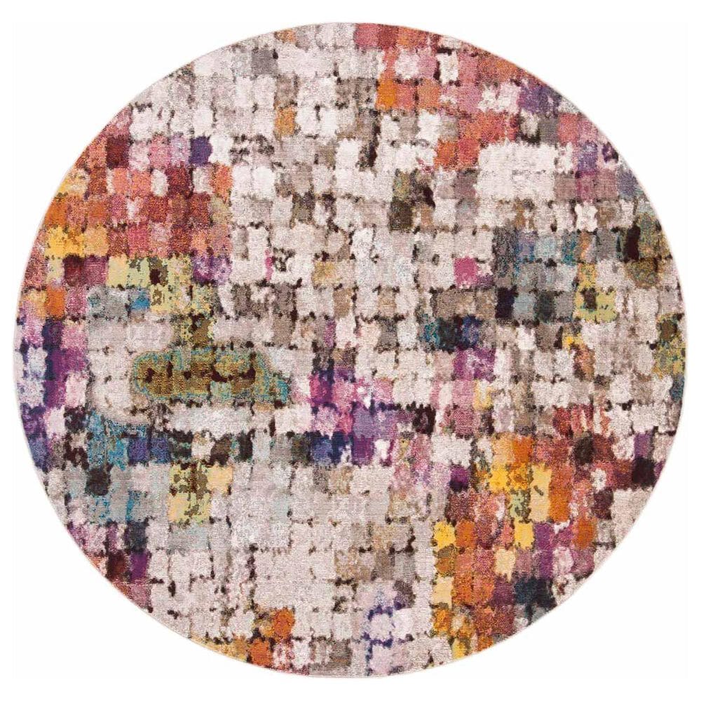Safavieh Aria 6"6" Round Cream and Rust Area Rug, , large