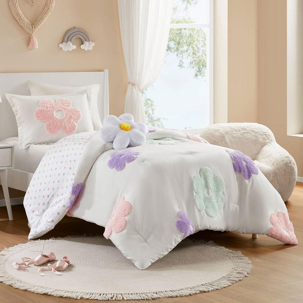 Hampton Park Gracie 3-Piece Twin Comforter Set in White and Purple, , large