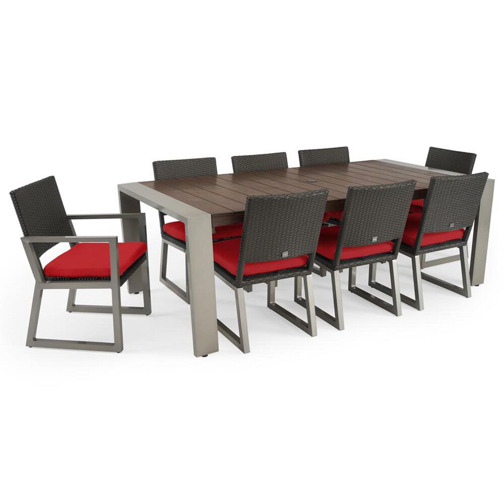 RST Brands Milo 9-Piece Sunbrella Patio Dining Set in Sunset Red, , large