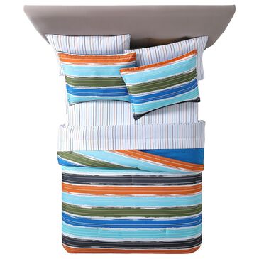 Jiangsu Royal Home Horizon Stripe 2-Piece Twin/Twin XL Comforter Set in Orange, Turquoise, Blue and Green, , large