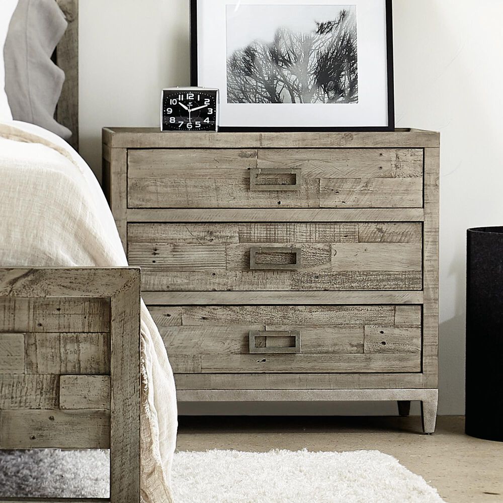 Bernhardt Highland Park Alvar 1 Drawer Nightstand in Morel and Glazed Silver, , large