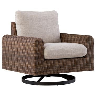 Ashley Dolan Creek Swivel Lounge Chair with Beige Cushion in Brown, , large