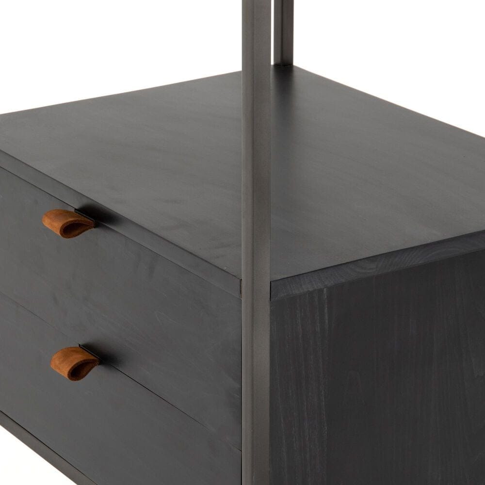 Four Hands Trey 4-Shelf Bookcase in Natural Iron and Black Wash Poplar, , large
