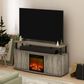 HOMLUX 47" TV Stand with Electric Fireplace and 2 Doors in French Oak Grey and Black, , large