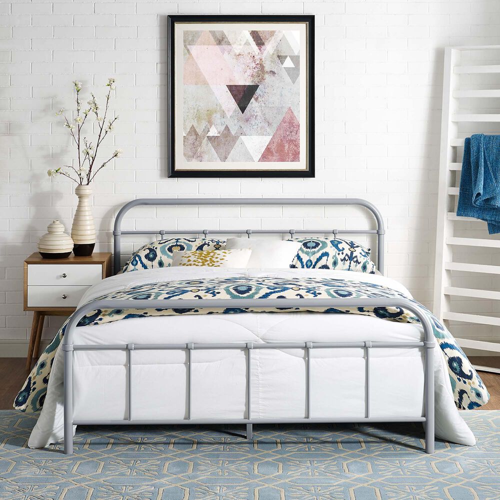 Modway Maisie Queen Platform Bed Frame in Gray, , large