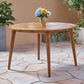 Hearth and Haven Outdoor Wooden Dining Table with Straight Leg and Round Tabletop in Teak, , large