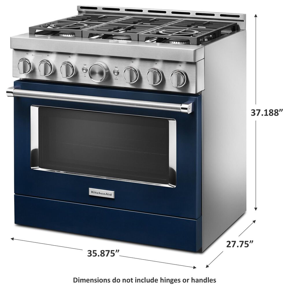KitchenAid 36&quot; Slide-In Gas True Convection Range with Self-Cleaning in Ink Blue, , large
