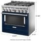 KitchenAid 36" Slide-In Gas True Convection Range with Self-Cleaning in Ink Blue, , large