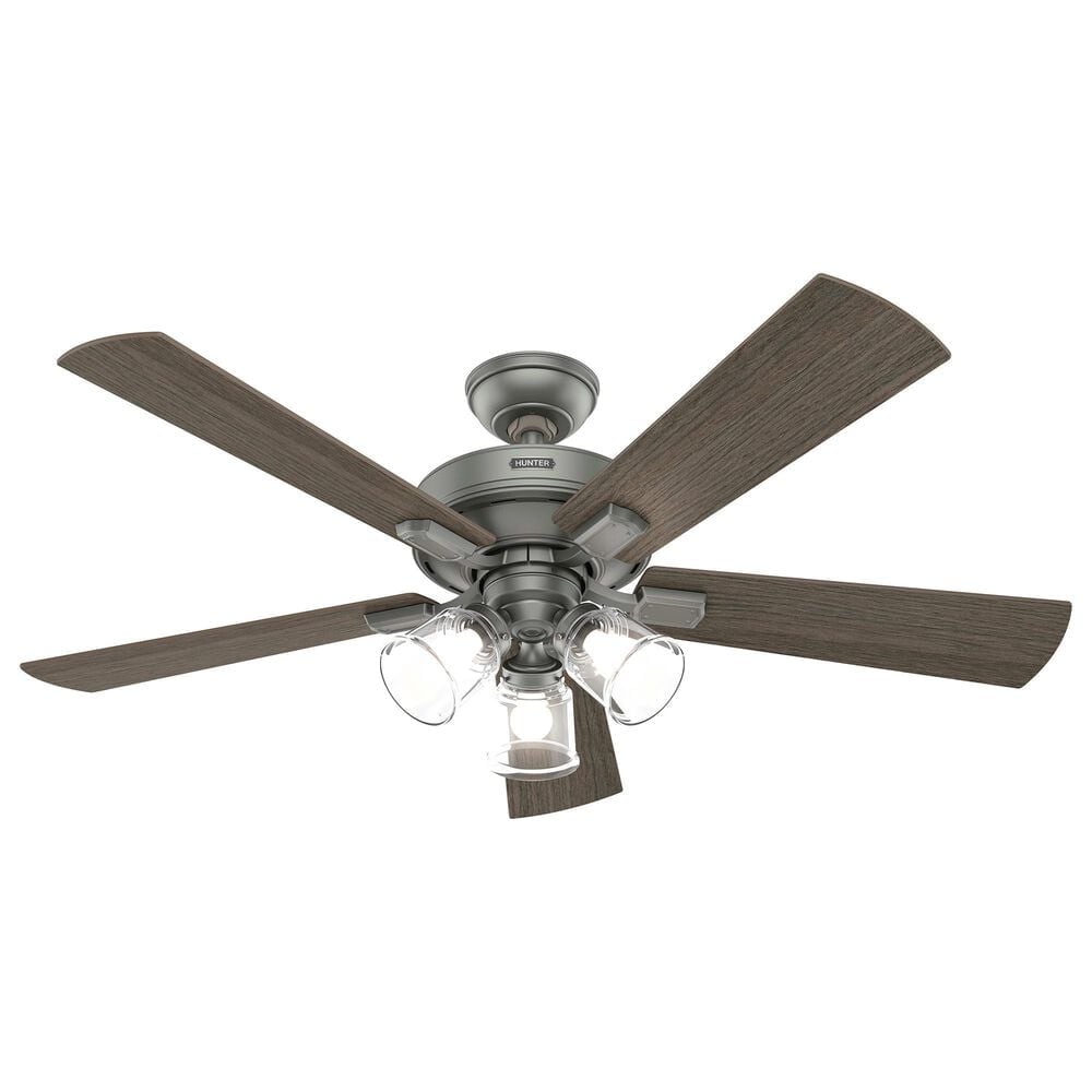 Hunter Crestfield 52&quot; Remote Ceiling Fan with LED Lights in Matte Silver, , large