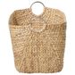 Maple and Jade Large Woven Storage Basket with Ring Metal Handles in Brown, , large
