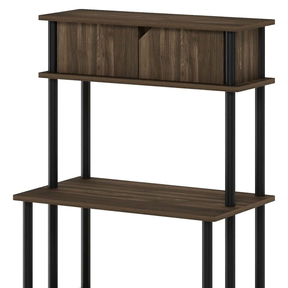 HOMLUX Turn-N-Tube 3-Tier Kitchen Storage Shelf with Top Cabinet in Columbia Walnut and Black, , large