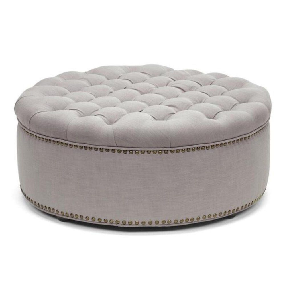 Baxton Studio Iglehart Beige Linen Ottoman, , large