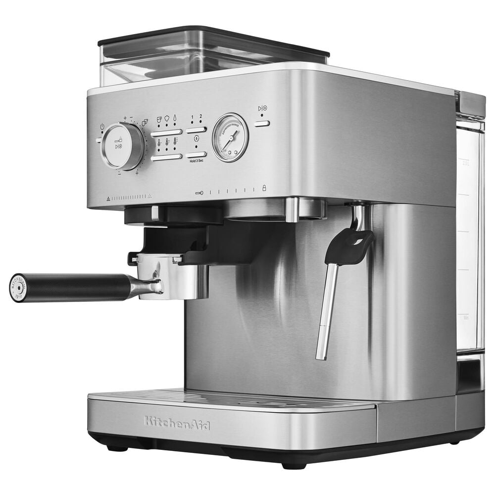 KitchenAid Semi Automatic Espresso Machine with Burr Grinder in Brushed Stainless Steel, , large