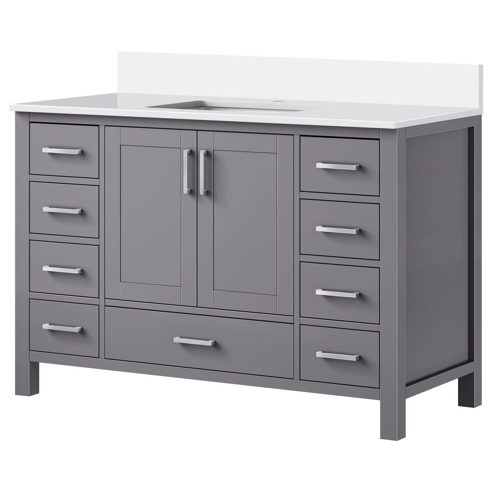 Lexora Home Jacques 48" Single Bathroom Vanity in Dark Grey with 2 cm White Cultured Marble Top and Rectangular Sink, , large