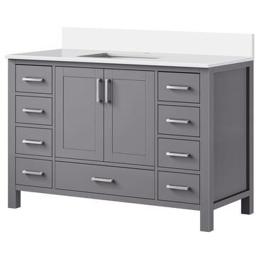 Lexora Home Jacques 48" Single Bathroom Vanity in Dark Grey with 2 cm White Cultured Marble Top and Rectangular Sink, , large