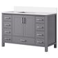 Lexora Home Jacques 48" Single Bathroom Vanity in Dark Grey with 2 cm White Cultured Marble Top and Rectangular Sink, , large