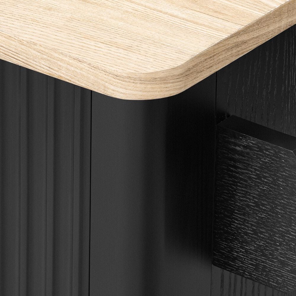 HOMLUX 51" Fluted Kitchen Island with Drop Leaf in Black Ash, , large