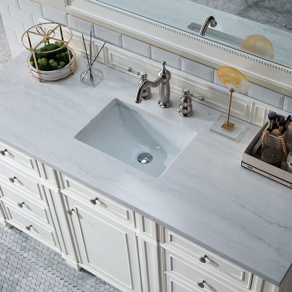 James Martin Vanities Bristol 36&quot; Single Bathroom Vanity in Bright White with 3 cm Arctic Fall Solid Surface Top and Rectangular Sink, , large