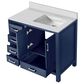 Lexora Home Jacques 36" Right Offset Single Bathroom Vanity in Navy Blue with 2 cm White Cultured Marble Top and Rectangular Sink, , large