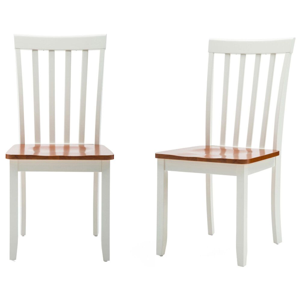 Boraam Industries Bloomington Side Chair in White and Honey Oak (Set of 2), , large