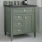 James Martin Vanities Brittany 30" Single Bathroom Vanity in Smokey Celadon with 3 cm Charcoal Soapstone Quartz Top and Rectangular Sink, , large