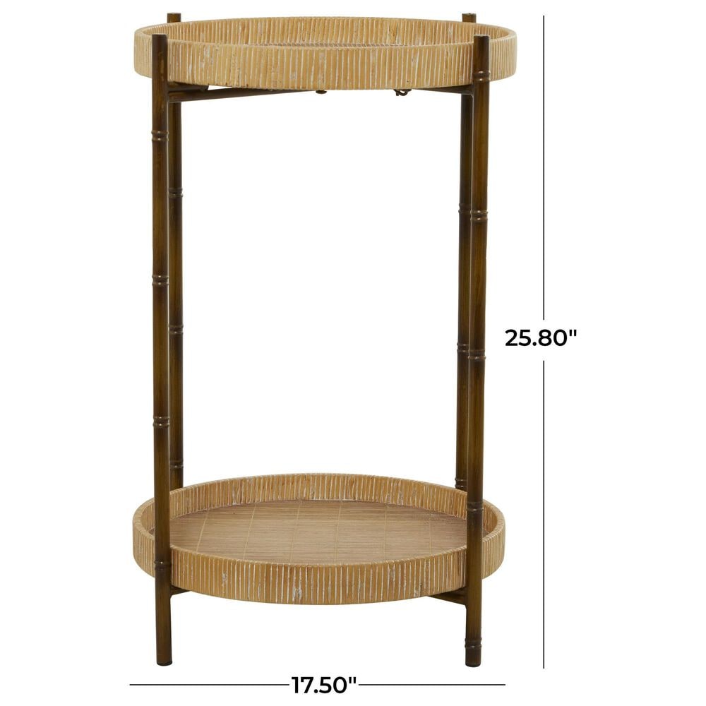 Maple and Jade 2-Tray Rattan End Table in Matte Brown, Whitewashing and Black, , large