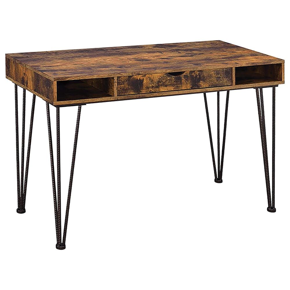 Pacific Landing 1-Drawer Writing Desk in Antique Nutmeg and Dark Bronze, , large