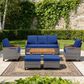 Sunwell Garden 6-Piece Patio Chat Set with Two Ottoman in Navy, , large