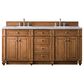 James Martin Vanities Bristol 72" Double Bathroom Vanity in Saddle Brown with 3 cm Eternal Jasmine Pearl Quartz Top and Rectangular Sinks, , large