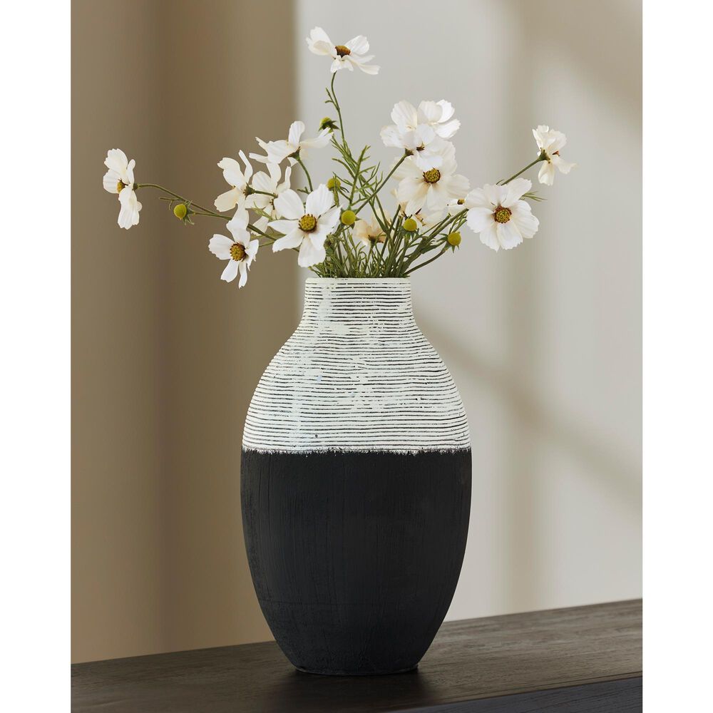 Ashley Girtha Vase in Antique White and Black, , large