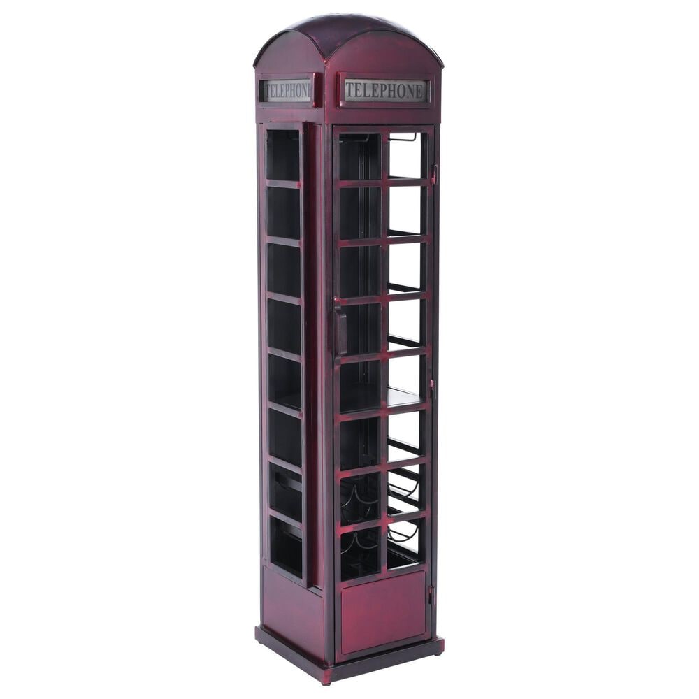 Waltham Telly Telephone Booth Bar Cabinet in Vintage Red, , large