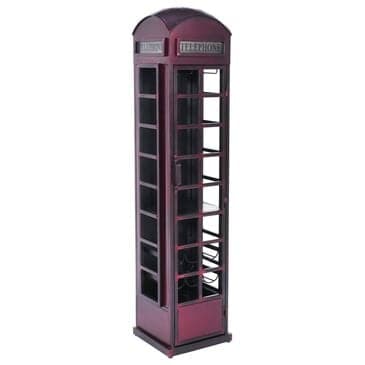 Waltham Telly Telephone Booth Bar Cabinet in Vintage Red, , large