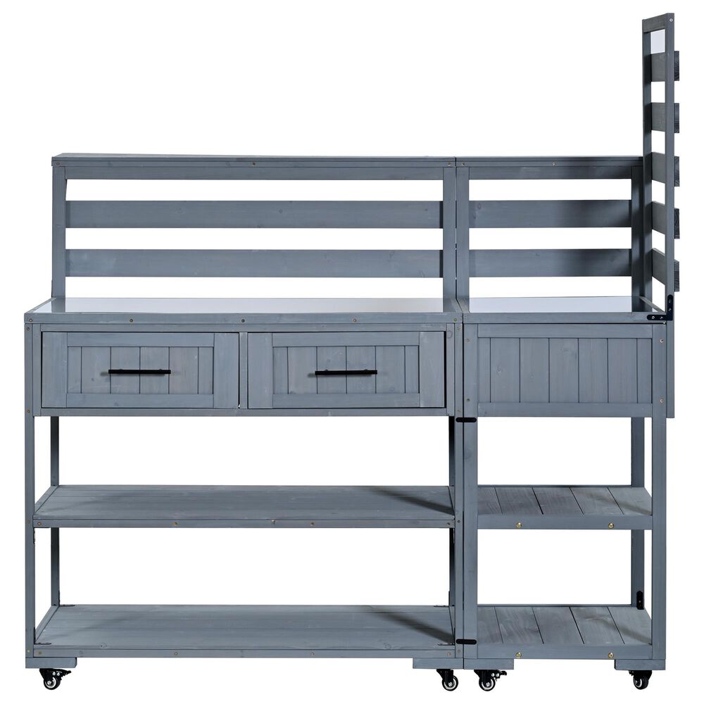 HOMLUX 62.3'' Outdoor Kitchen Island in Gray, , large