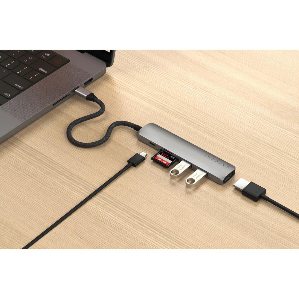 Satechi 6-in-1 USB-C Slim Multiport Adapter in Space Grey, , large