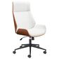 Zuo Modern Flex High Back Office Chair with White Faux Leather in Black and Walnut, , large