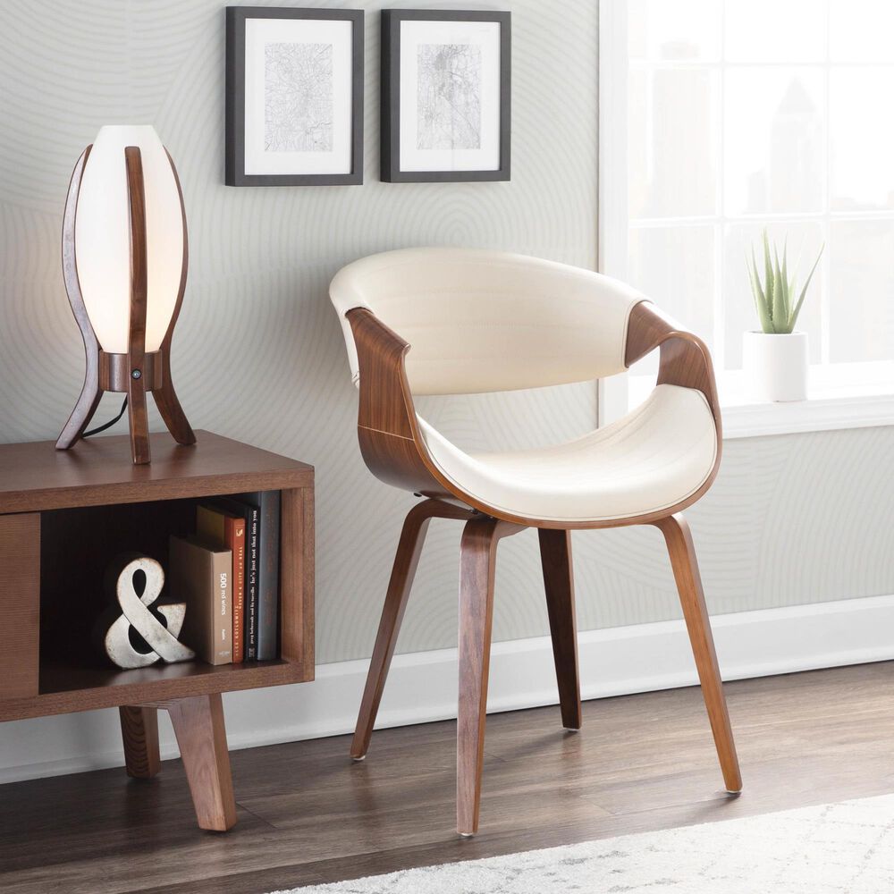 Lumisource Symphony Arm Chair with Cream Cushion in Walnut, , large