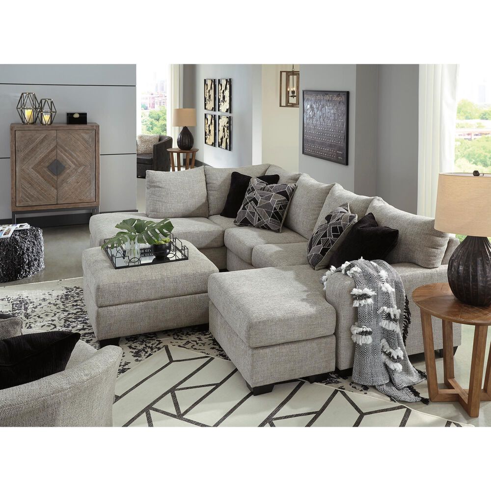 Ashley Megginson 3-Piece Right Facing U-Shaped Sectional with Sofa Chaise and Storage Ottoman in Storm, , large