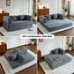 GigaCloud Corduroy Convertible Sleeper Sofa with Cylindrical Pillow in Gray, , large