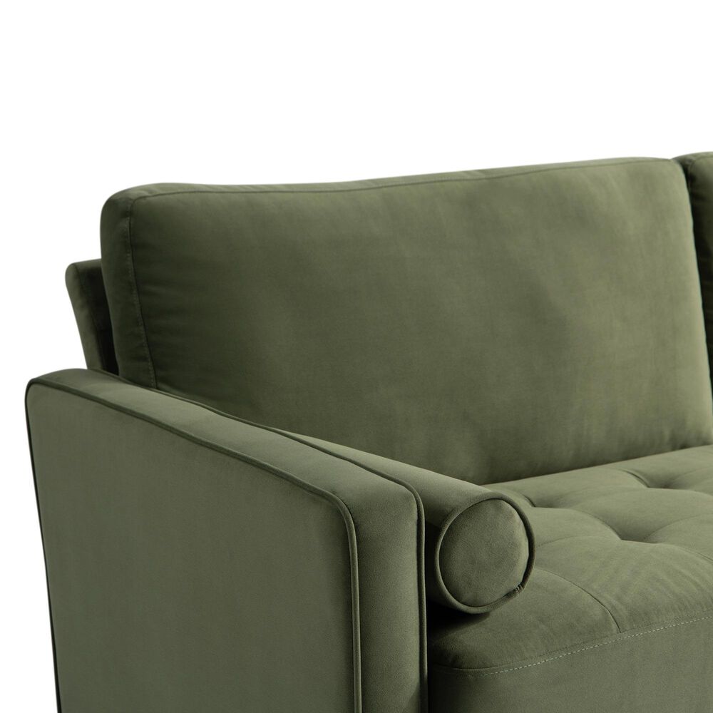 Lifestyle Solutions Langford Stationary Velvet Sofa in Olive, , large