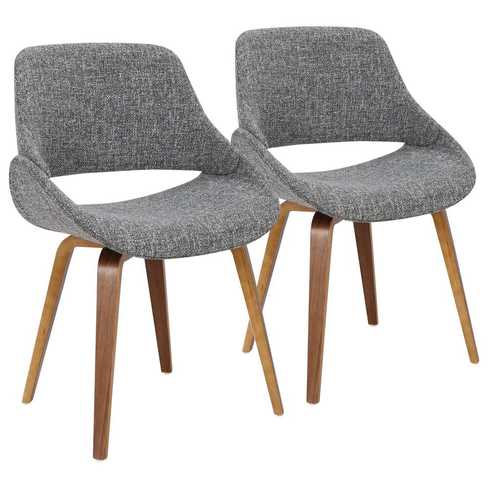 Lumisource Fabrico Side Chair with Grey Noise Upholstered in Walnut (Set of 2), , large