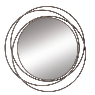 Maple and Jade Metal Round Wall Mirror, , large